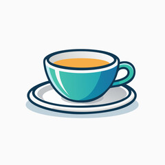 Obraz premium A teal cup of tea on a saucer.