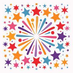 Obraz premium Colorful Starburst and Stars Pattern
