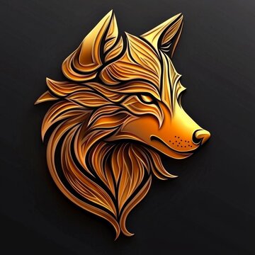 An artistic golden wolf logo symbolizing strength and loyalty.