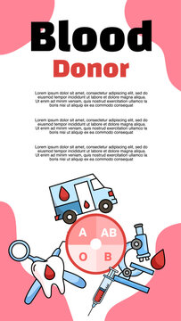 World blood donor day banner with mobile donation van