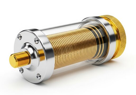 Close-up of rf coaxial cable connector with inductor