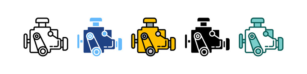 Naklejka premium Machine Engine multiple icon
