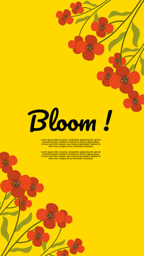 bloom yellow template card with gorgeous red floral accents