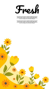 yellow wildflower border design for fresh organic beauty product