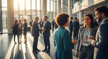 Obraz premium Successful Business People Networking at a Professional Conference Event