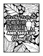 Obraz premium Body Positivity Quote with Leaves for Adult Coloring