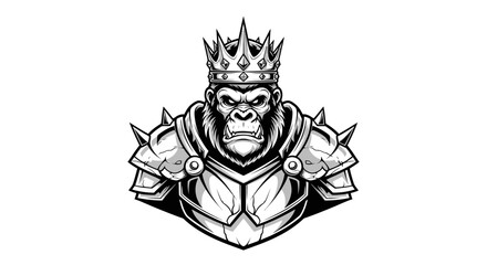 Fototapeta premium King gorilla wearing crown and armor mascot design.