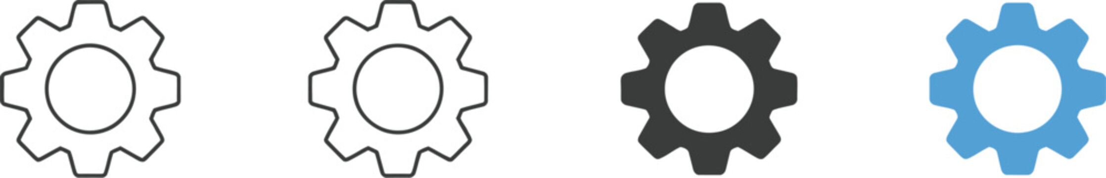 Settings Gear Icon Representing Configuration, System Control, User Preferences And Application Setup For Modern Digital Interfaces Vector.