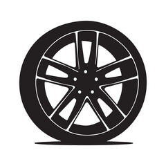 Obraz premium Modern black alloy wheel with sleek tire illustration 