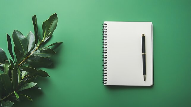 Blank notebook pen coffee cozy workspace high resolution picture