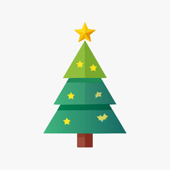 Obraz premium Festive Christmas Tree with Star and Decorations on White Background.