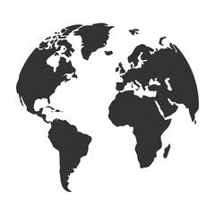 Obraz premium Black silhouette world map on white background