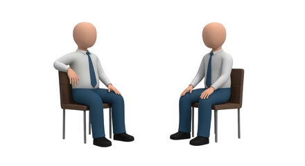 Fototapeta premium Two businessmen sitting on chairs and talking to each other isolated on transparent background