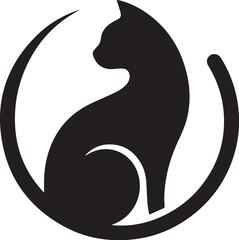 Minimal Black Cat Silhouette Modern Vector Logo © GraphiXnity