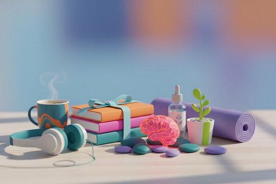 Mental wellness routine - energetic 3D render background