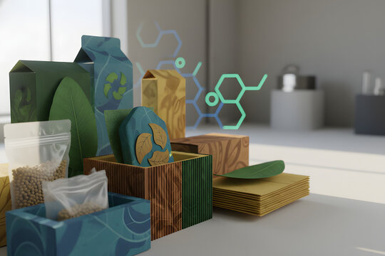 Sustainable packaging - energetic 3D render background