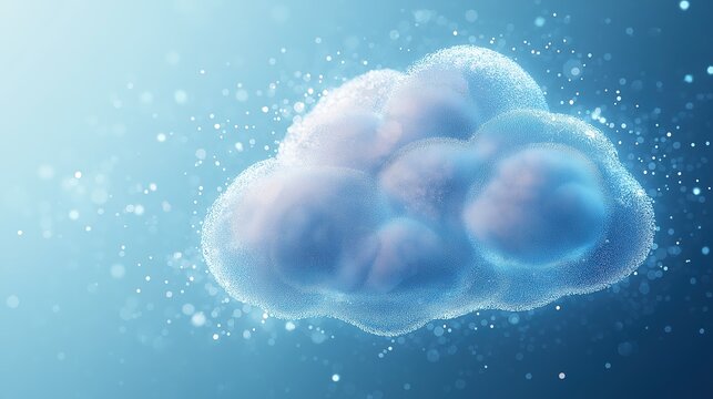 Cloud computing background with floating digital data bubbles 