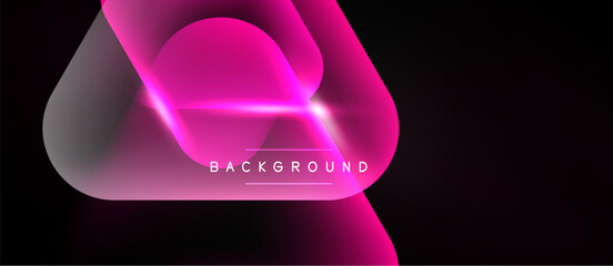 Naklejka premium Abstract pink layers over black background. Modern design with glowing elements, text reads background. Minimalist aesthetic, dynamic composition.
