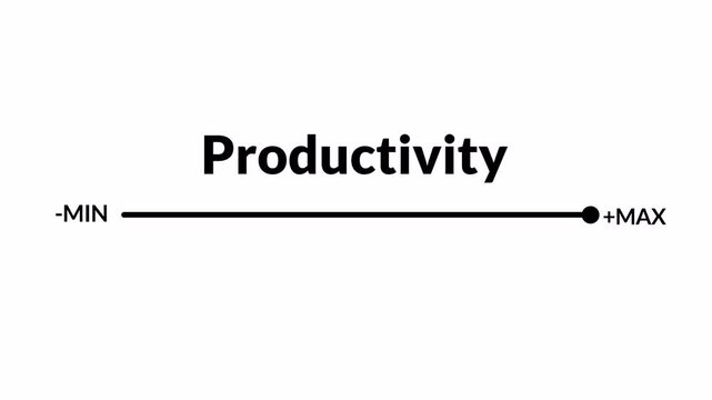Productivity and efficiency concept The concept of business Productivity added on transparent background  Business adjusting virtual slider from min to max process 4K animation with alpha channel
