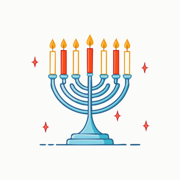 Hanukkah Menorah Illustration - A Symbol of Jewish Celebration and Light.
