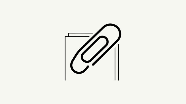 Paperclip holding documents together, minimalist line art icon