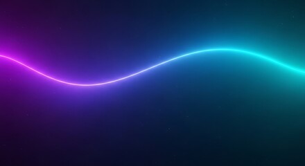 Fototapeta premium Vibrant neon light wave glowing in purple and blue hues against a dark background with subtle starry night sky texture