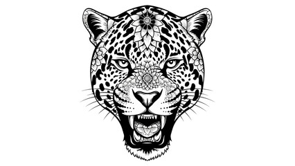 Fototapeta premium Zentangle Jaguar Head Illustration Black and White Line Art
