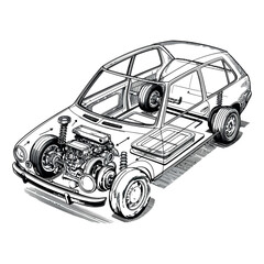 Fototapeta premium Car engraving vector illustrations art
