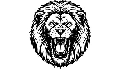 Obraz premium Fierce Roaring Lion Head Vector Graphic