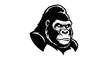 Black and White Gorilla Head Mascot Logo Illustration © ISLAH