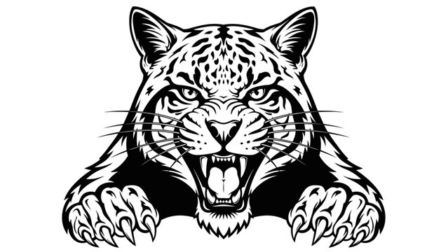 Aggressive Wildcat Mascot Graphic Illustration