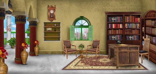 Fototapeta premium A Collection of Digital Background Assets for Animation or Gaming