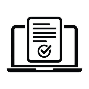 Laptop with document and checkmark on screen