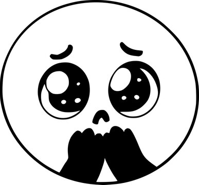 Hand Drawn Shy Face Emoji Outline