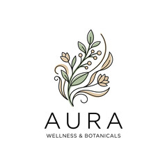 Fototapeta premium Botanical Logo Design with Leaves.