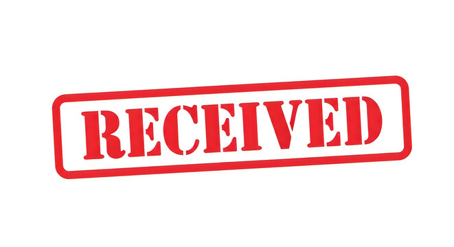 A bold red stamp with the word received in white uppercase letters, indicating acknowledgment or confirmation of receipt