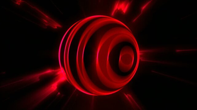 Dynamic 3D Red Energy Sphere Pulsating and Expanding in an Abstract Looping Motion, Creating a Hypnotic and Intense Visual Effect