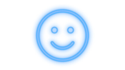 Glowing neon smiley face or emoji icon isolated on transparent background. Happy emoticon. Positive feedback symbol. Satisfaction rate. Social media reaction © mominulim