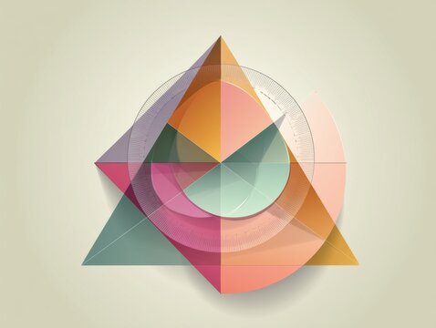 Visual representation of different angles from acute to reflex with colorful geometric shapes and a protractor for educational purposes