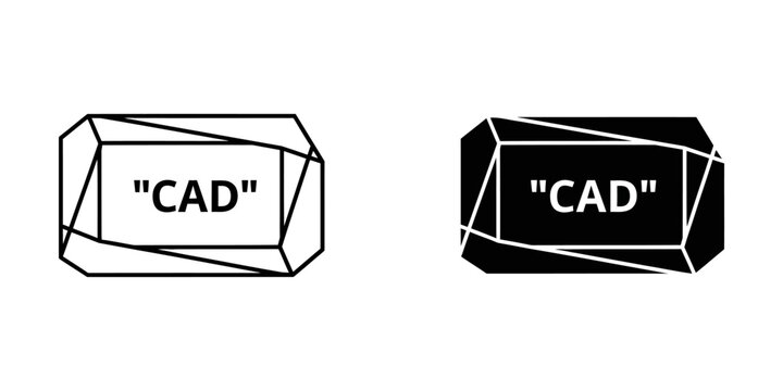 Cad lettering inside abstract rectangular geometric frame icon set with engineering software drafting