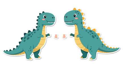 Cute Cartoon Dinosaurs Friends, Vector Illustration © rahasia