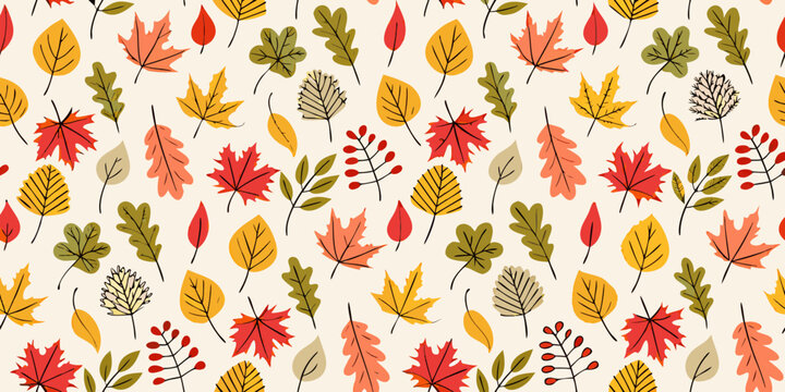 autumn leaves pattern in warm colors fall