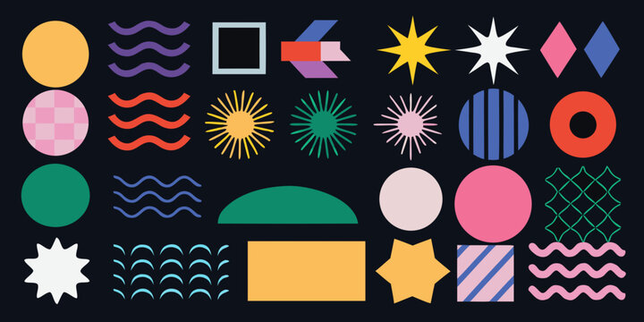 geometric shapes memphis style colorful pattern ellipse