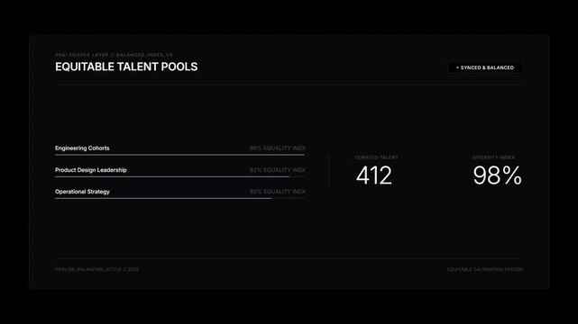 Business dashboard showing sustainable talent pool metrics on screen.