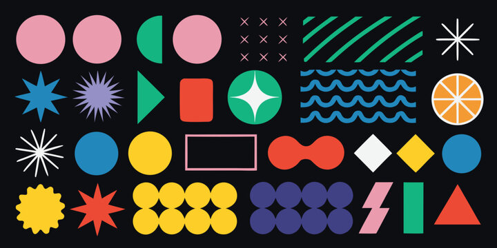 geometric shapes memphis style colorful pattern retro