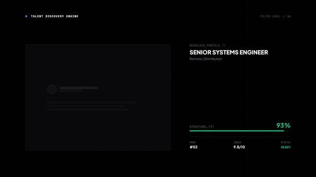 Modern user interface for senior system engineer profile.