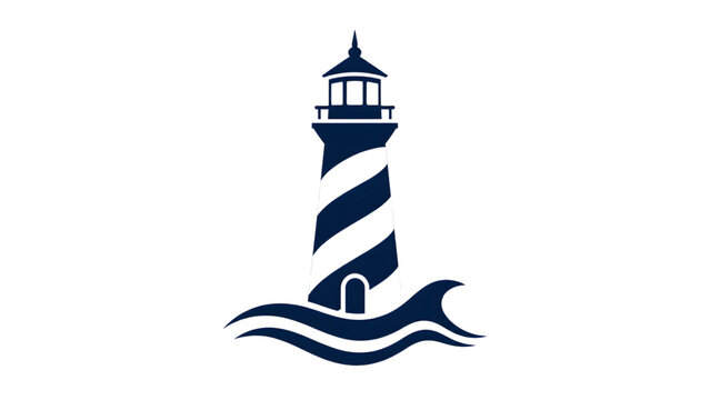 navy blue lighthouse on water waves nautical symbol