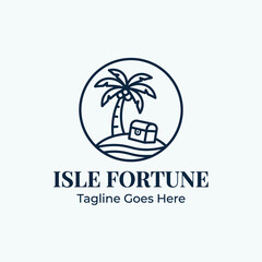 Obraz premium Simple yet effective tropical island brand mark perfect for travel agencies, adventure tours, or beach resorts seeking a clean aesthetic.