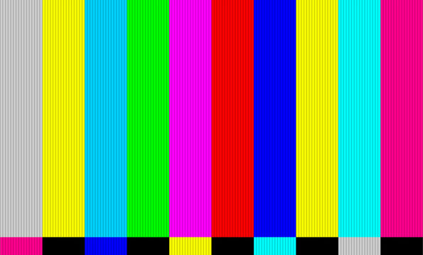 Retro Television Test Screen with Vertical Color Bars and Signal Pattern