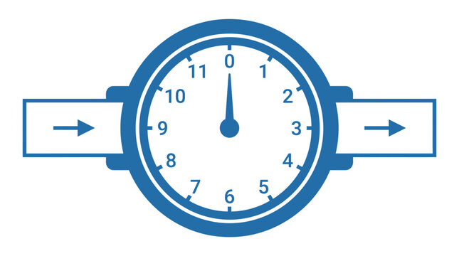 Water Meter with Flow Arrows - Time Measurement Concept